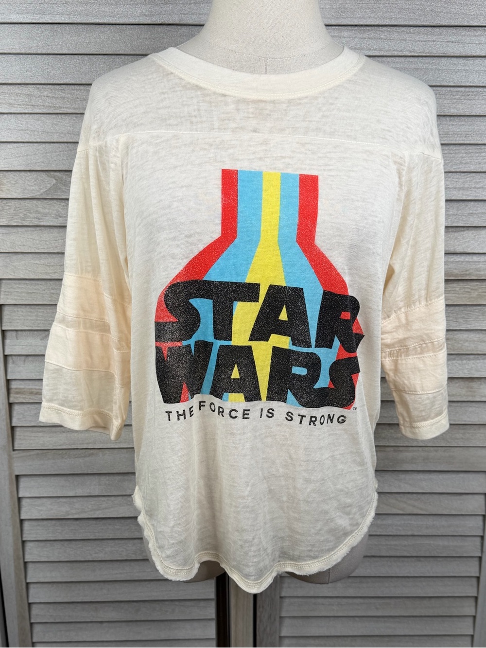 STAR WARS Women's Retro 3/4 Sleeve T-Shirt Cream-Small